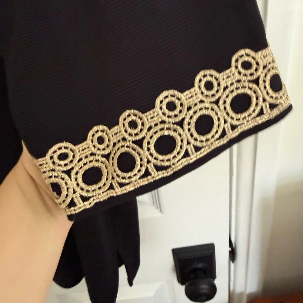 Charter Club Black Tunic with Gold Embroidery - Picture 5 of 10